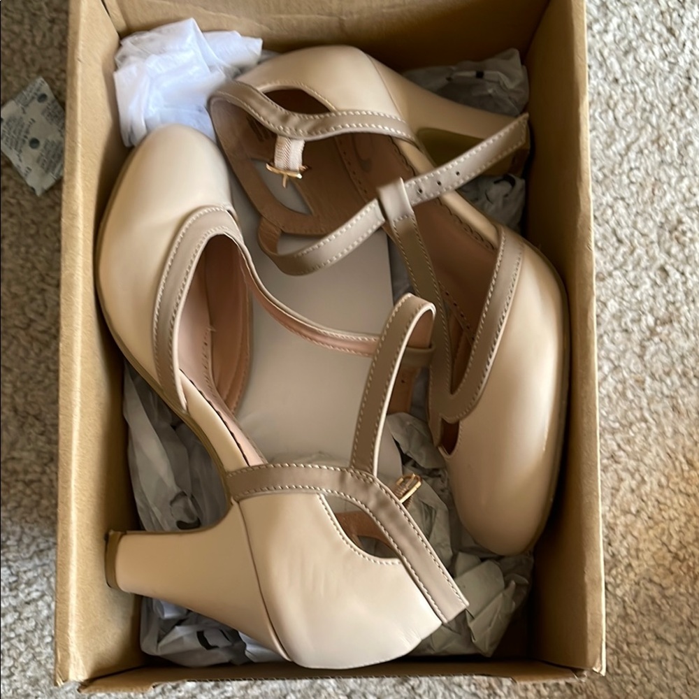 Elegant Beige Mary Jane Heels